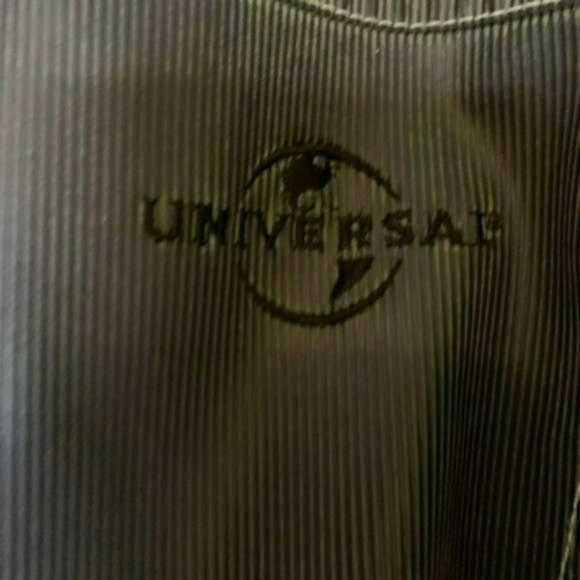 Universal Studios Retro Brown Pinstriped Faux Fur Lined Bomber Jacket Size M - Picture 10 of 15